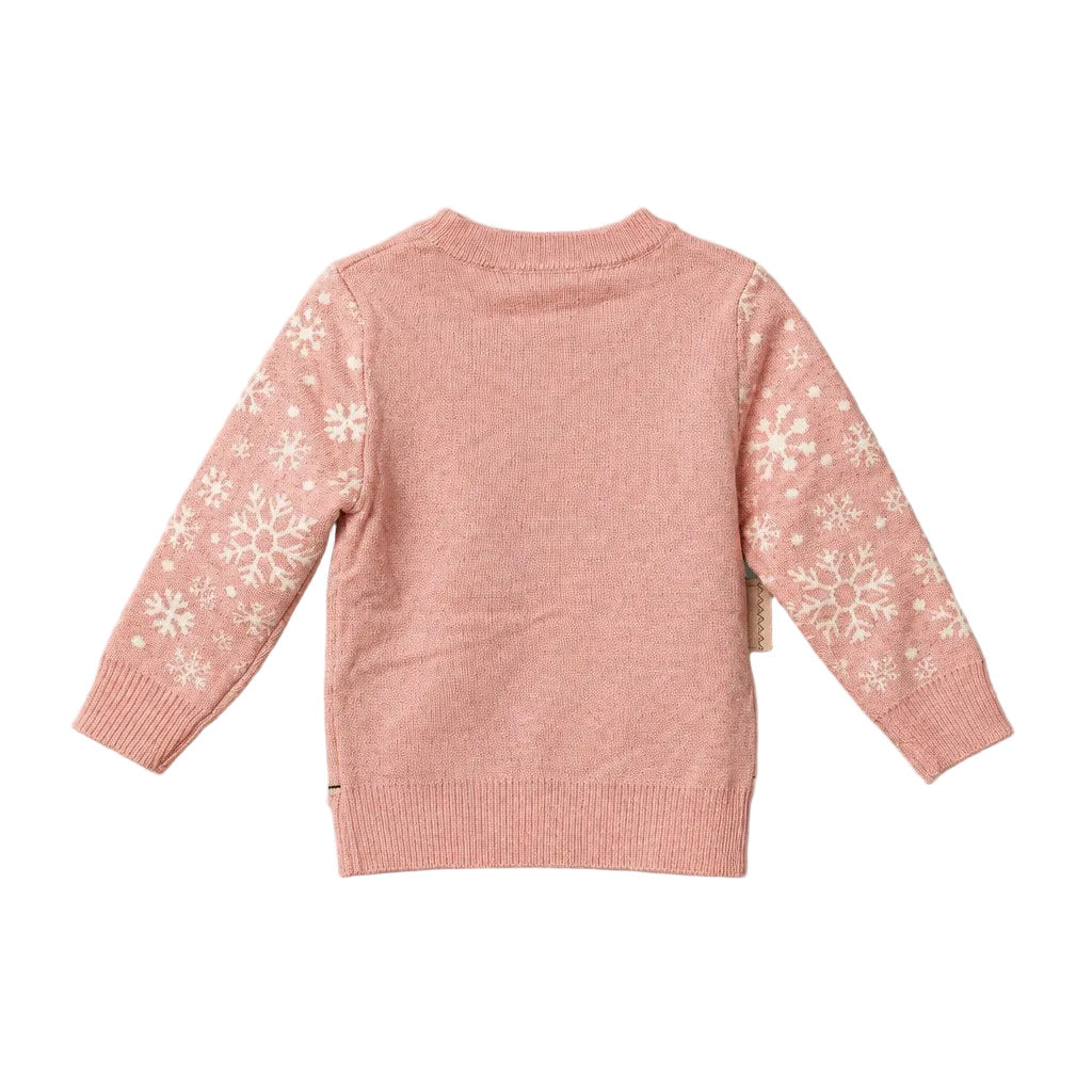 Pink Snowman Sweater with White Snowflakes