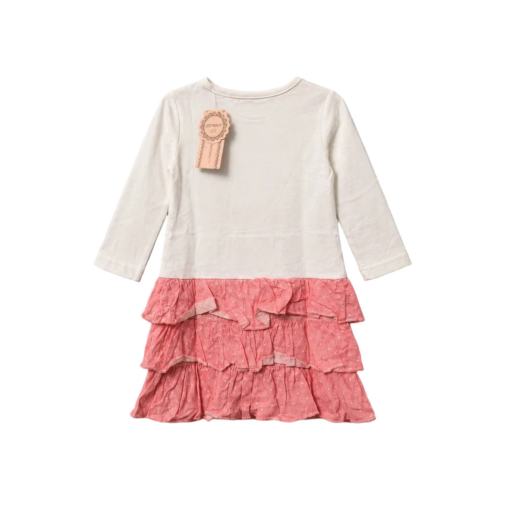 White Christmas Cotton Dress with Pink Christmas Tree and Gold Star