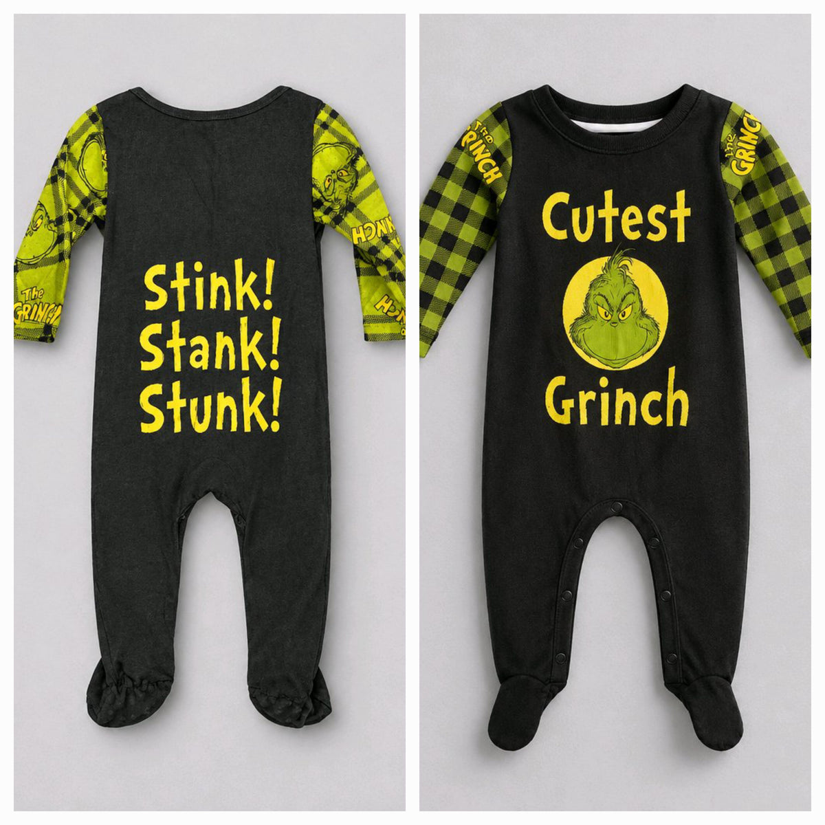12M The Grinch Baby Onesie with 'Cutest Grinch' Text