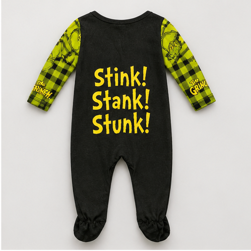 12M The Grinch Baby Onesie with 'Cutest Grinch' Text