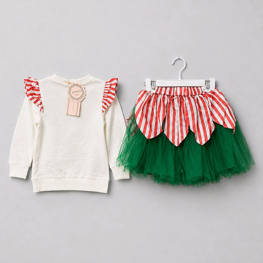 White Snowman Sweatshirt with Skirt for Winter Charm