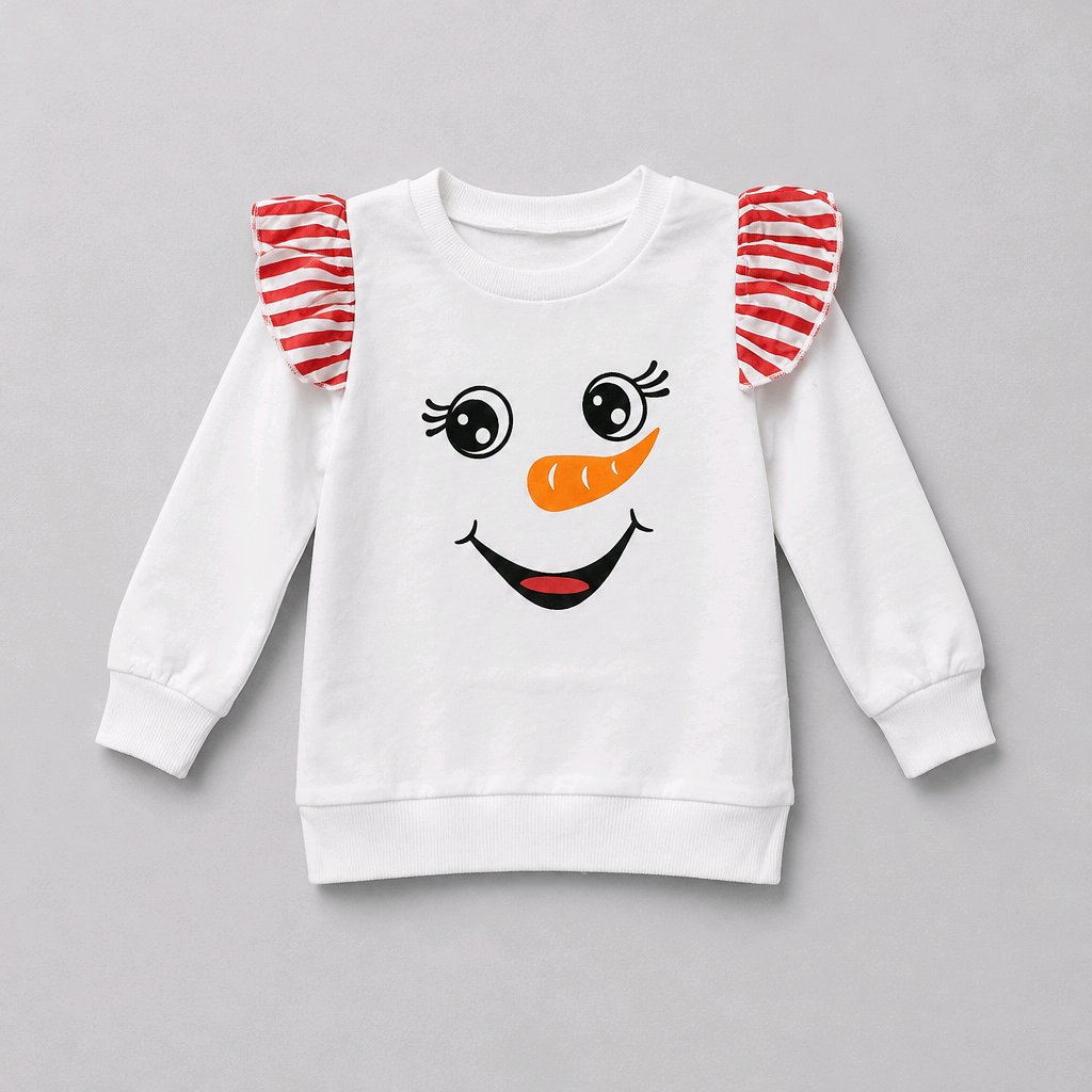 White Snowman Sweatshirt with Skirt for Winter Charm