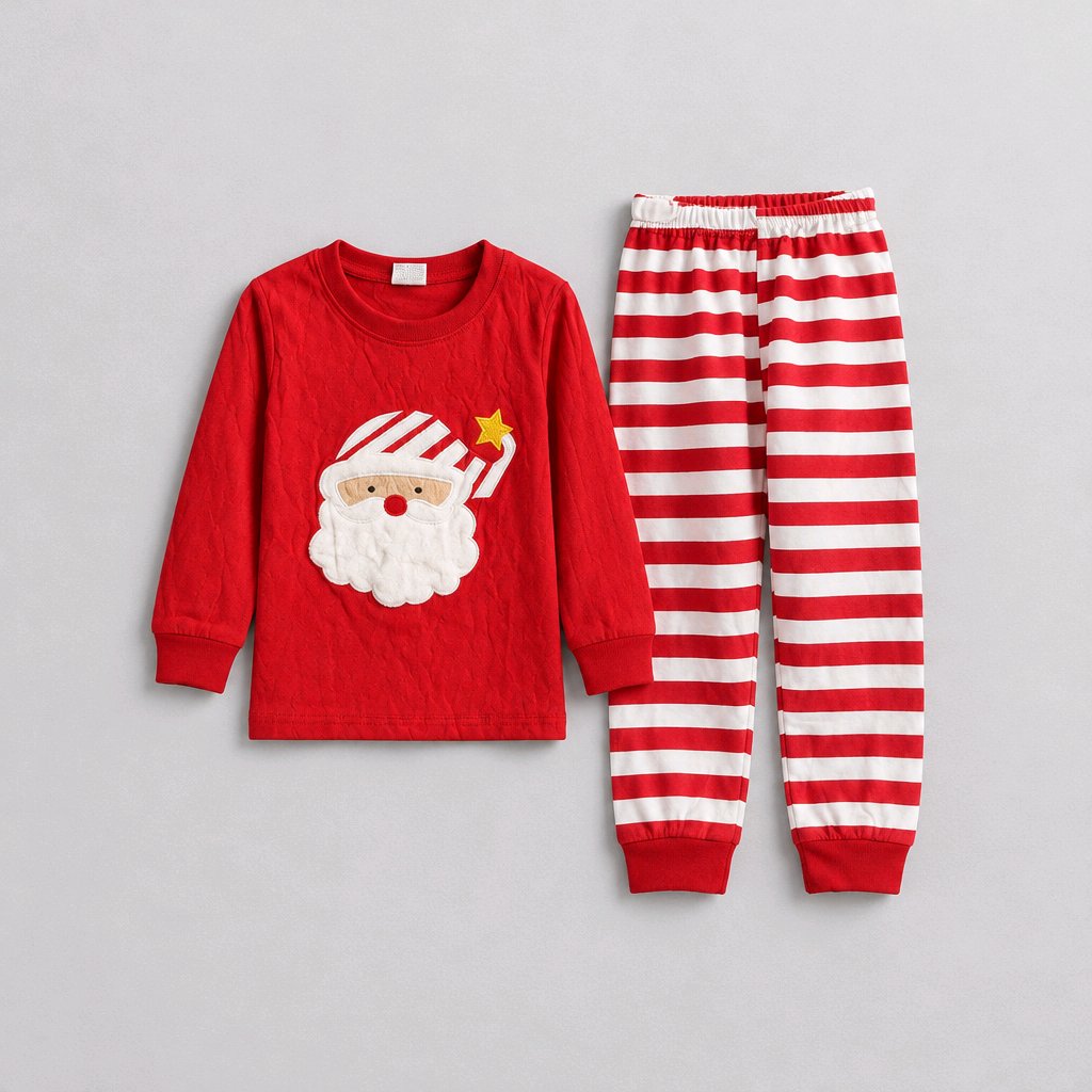 Red and White Striped Christmas Santa Cotton Pajamas