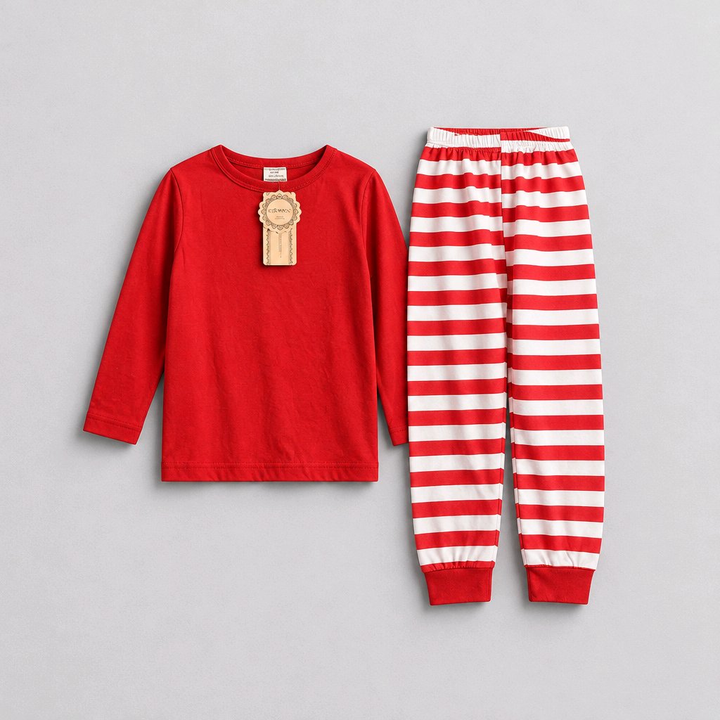 Red and White Striped Christmas Santa Cotton Pajamas
