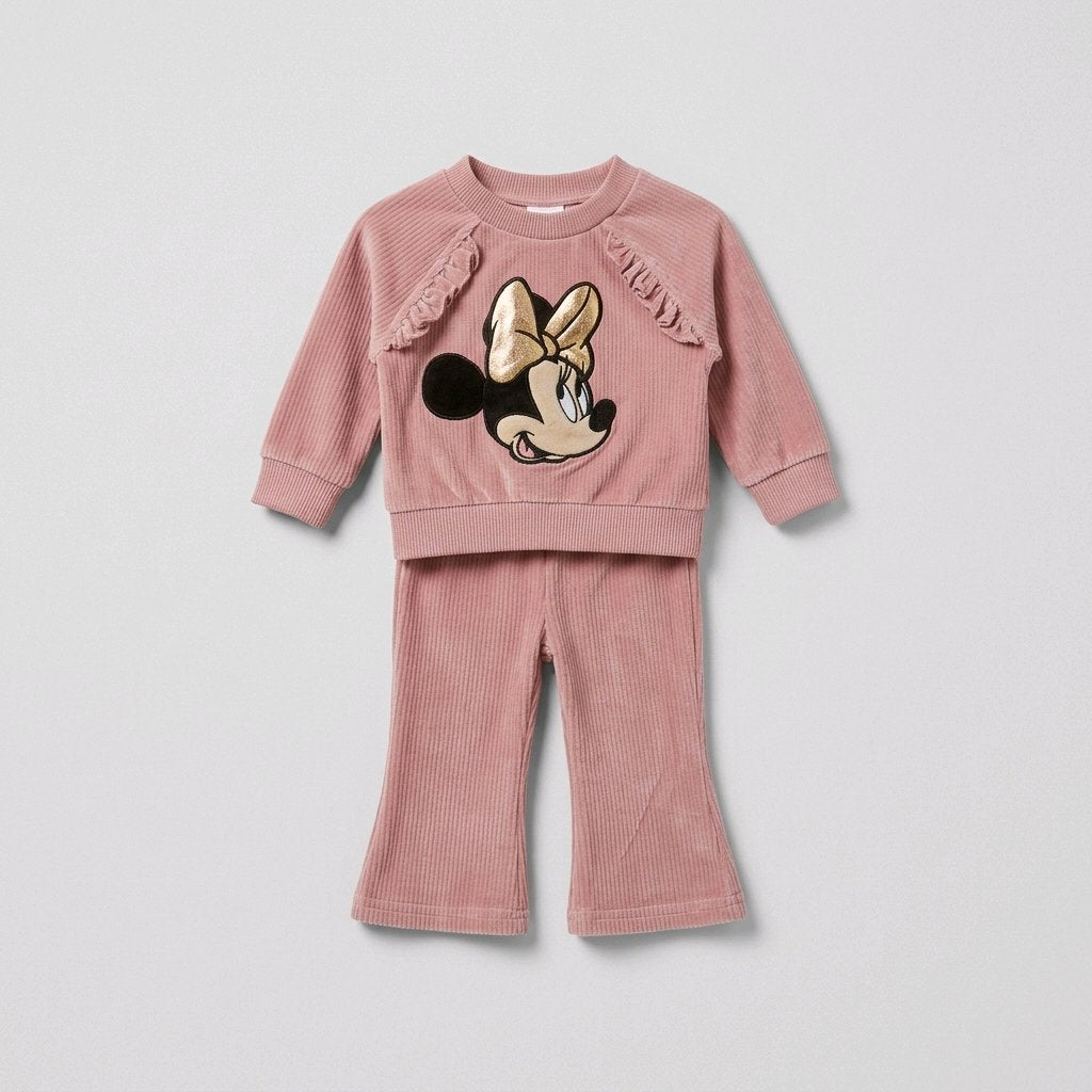 3-6M Disney Baby Pink Minnie Mouse corduroy set with gold bow