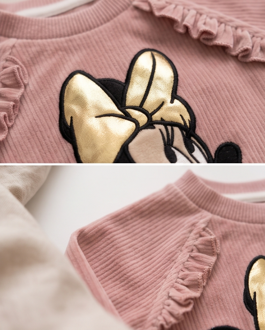 3-6M Disney Baby Pink Minnie Mouse corduroy set with gold bow
