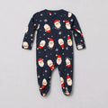 3-6M Navy Blue Santa Claus Onesie with Snowflakes - Cozy