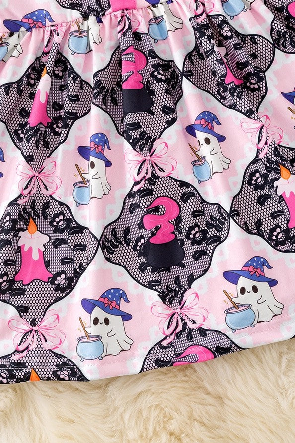 Fuchsia & Lt Pink Ghost Halloween Dress