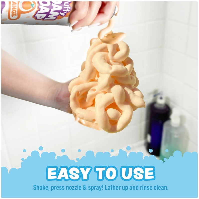Hand holding a tube of bubble solution with a cloud of bubbles and text 'EASY TO USE' on a white background.