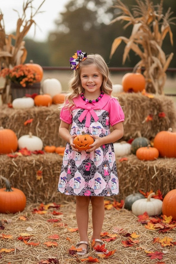 Fuchsia & Lt Pink Ghost Halloween Dress