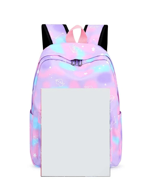 Multicolored backpack on a white background