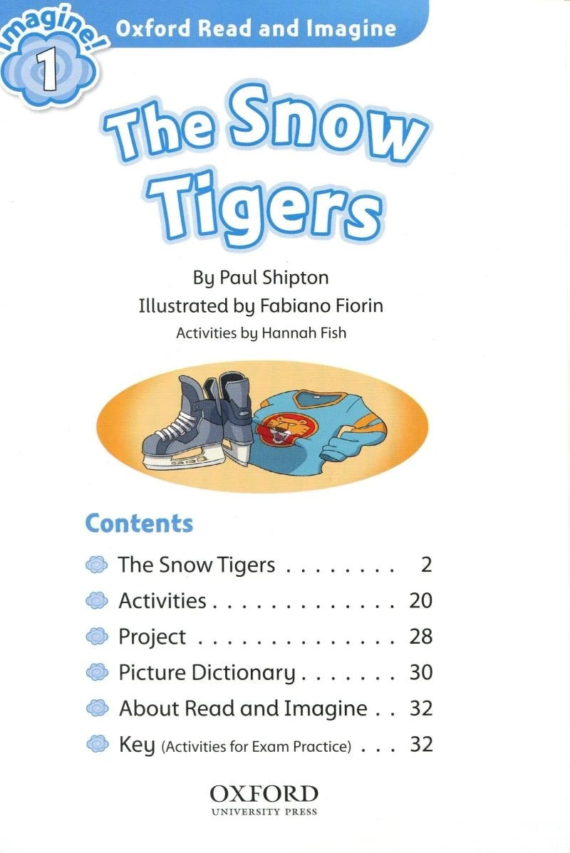 Book cover of 'The Snow Tigers' by Oxford University Press with illustrations and text.