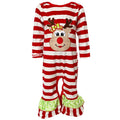 Baby Girls Christmas Romper Reindeer Red Stripes Delight