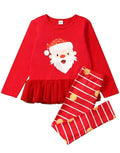 Red children's OUTFIT set with Santa Claus design on a white background