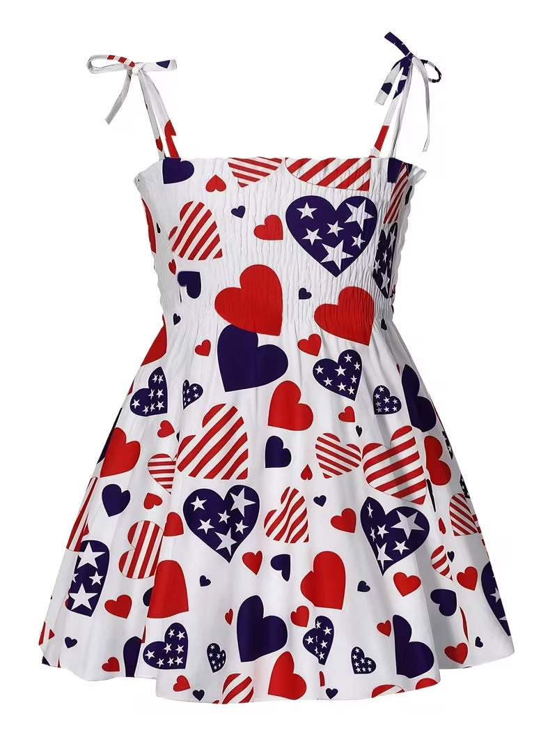 Dress with heart and flag pattern on a white background