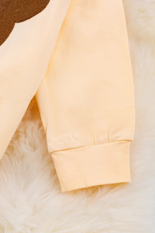 Deer Applique" Ivory Cotton Sweatshirt