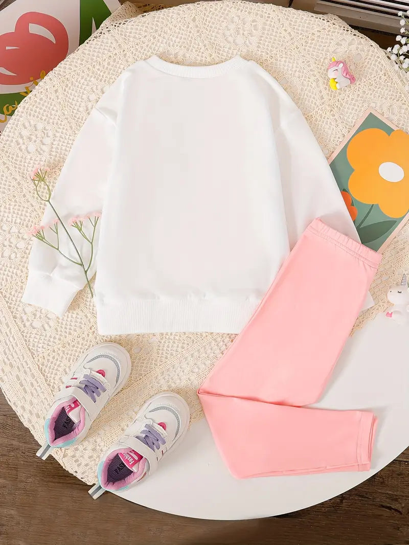 Pony Pattern 2pcs/set Girls Long Sleeve Sweatshirt