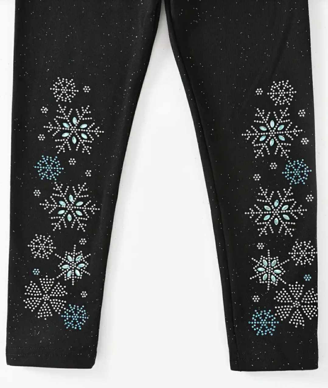 black rhinestone snowflake leggings