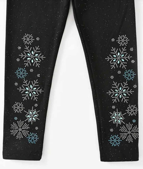 black rhinestone snowflake leggings