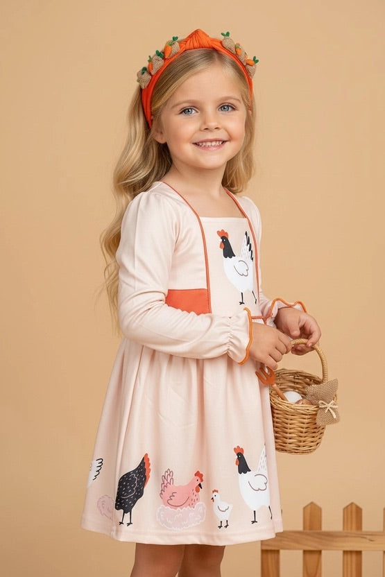 Playful Chicken Printed Dress