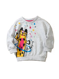 Size 6 Playful Cat Grey Long Sleeve Sweatshirt - Cozy
