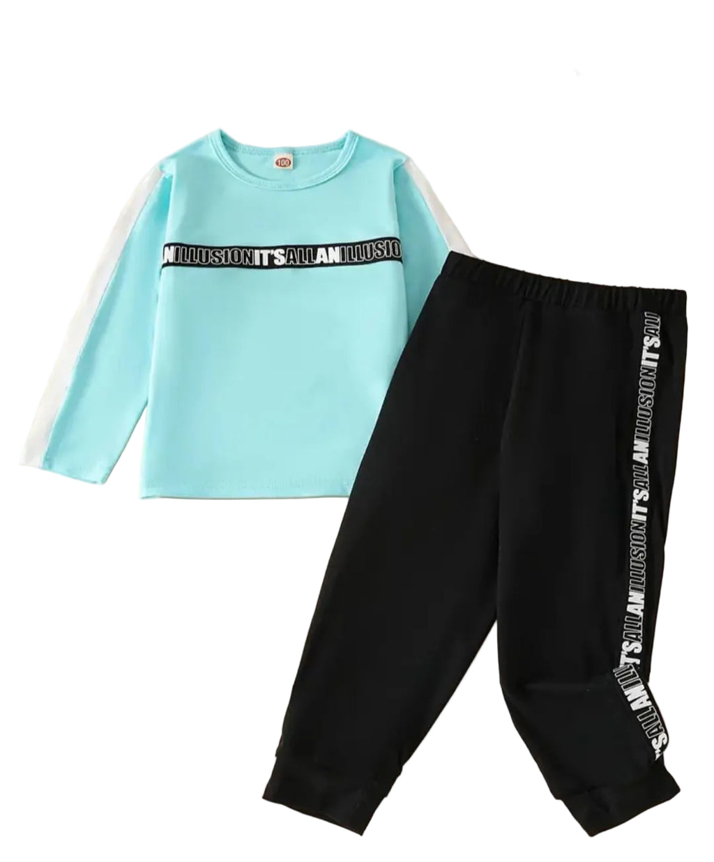 Sky Blue Long Sleeve Boys Two Piece Outfit - Fun!