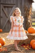 Scarecrow Applique Dress with Embroidered Hem