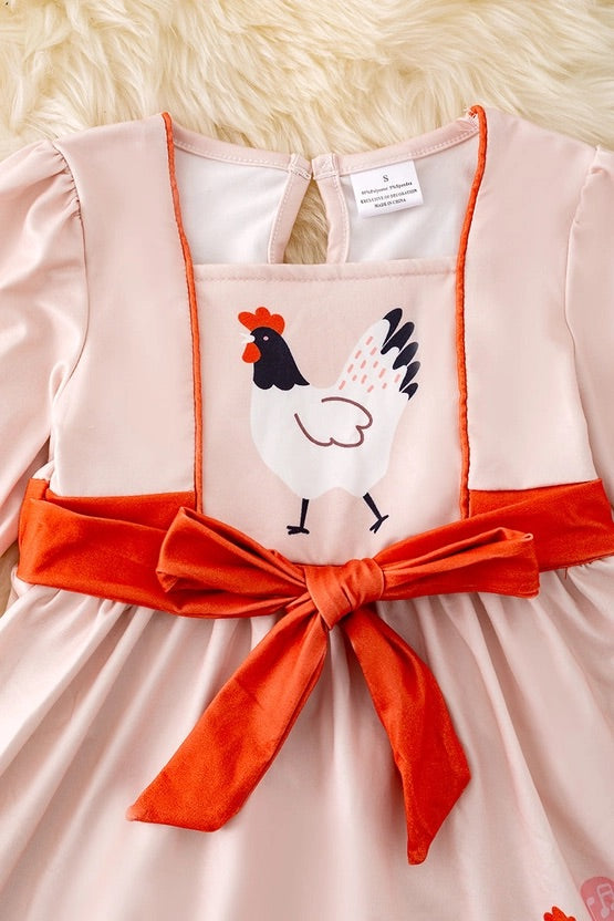 Playful Chicken Printed Dress