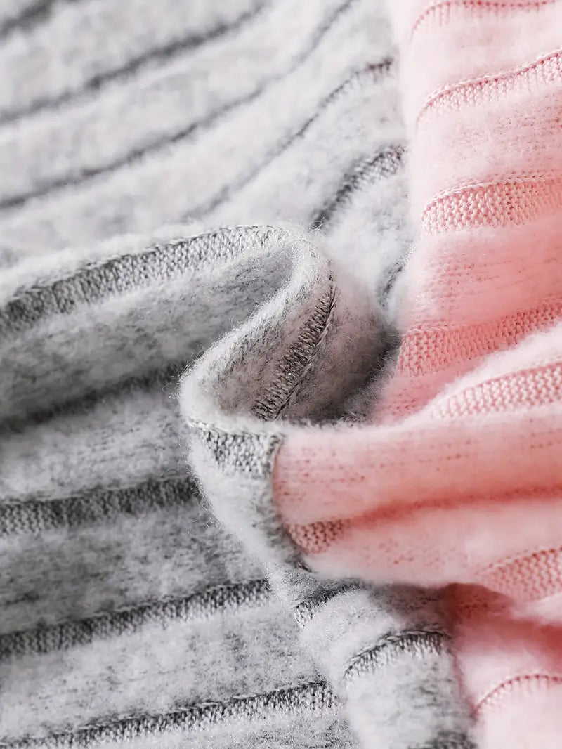 Close-up of gray and pink textured fabric