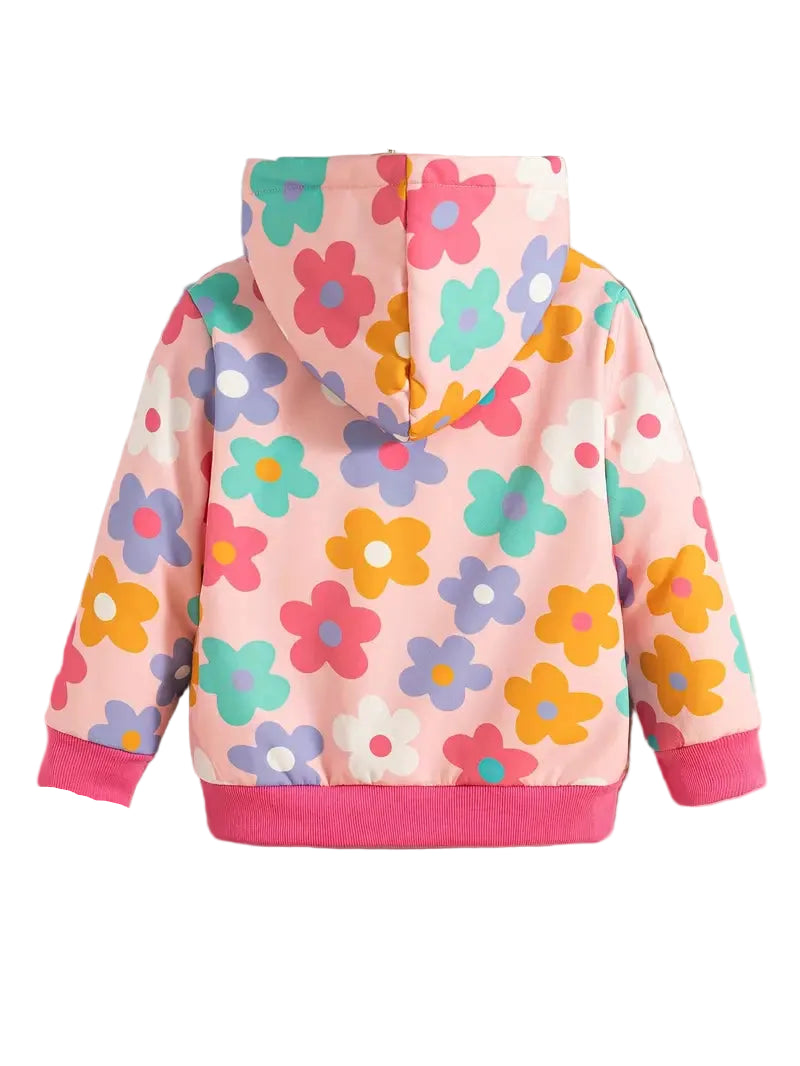 Colorful floral-patterned hoodie on a white background
