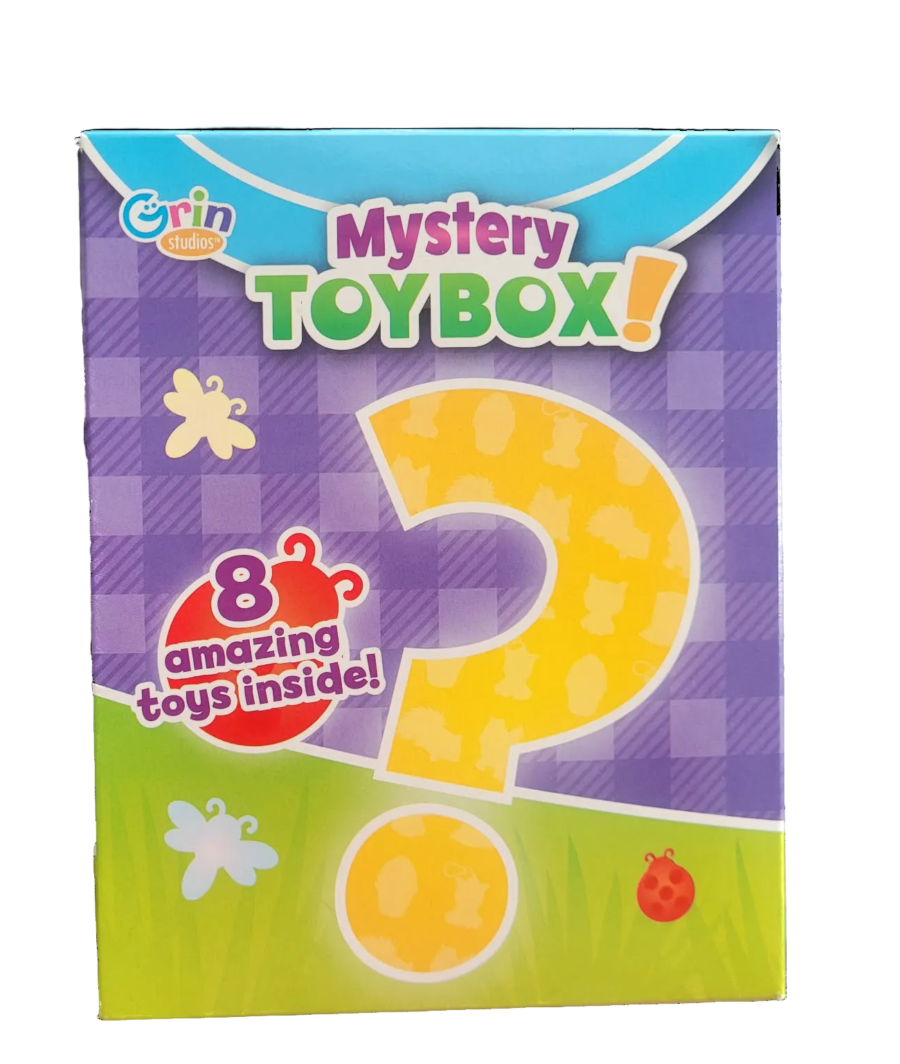 Colorful packaging of a toy box with various brand logos on a white background