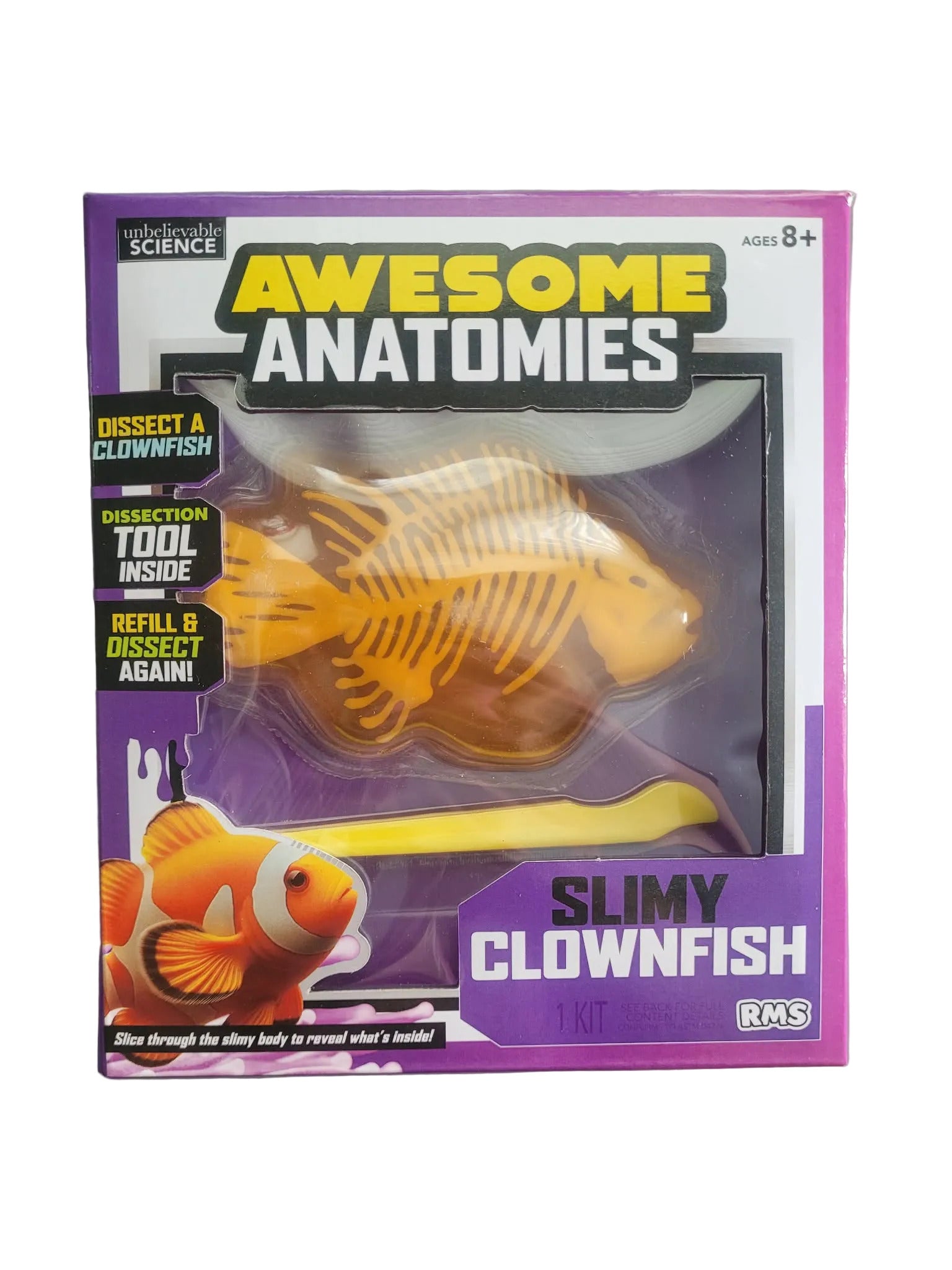 Package of Awesome Anatomies Slimy Clownfish stem toy on a white background