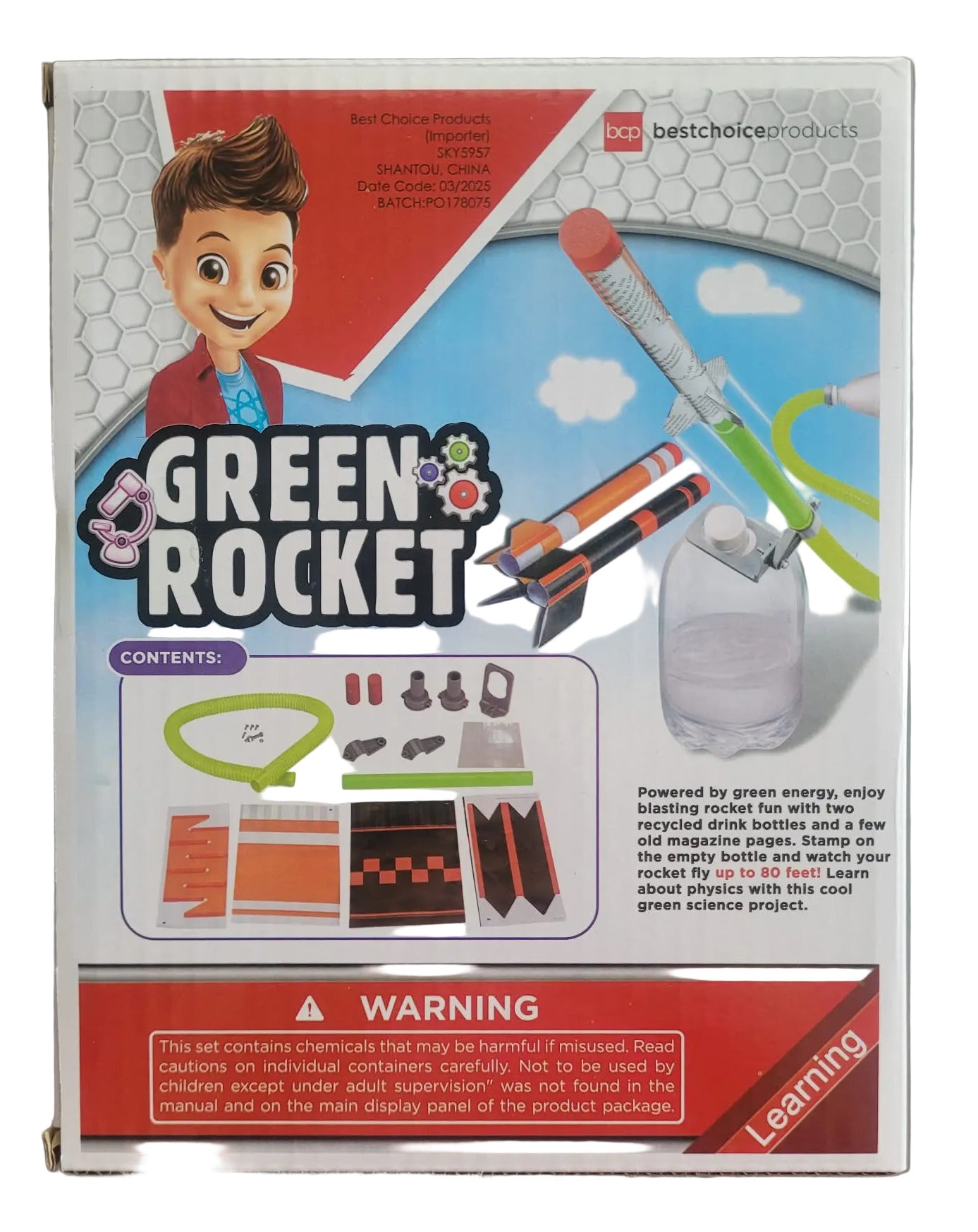 Box of Green Rocket science kit with colorful graphics and text.