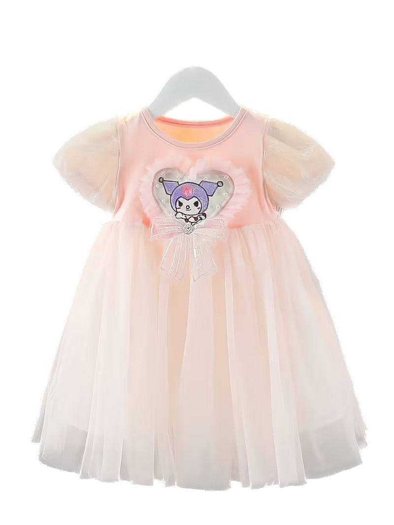 Pink dress with a cartoon character on a white background
