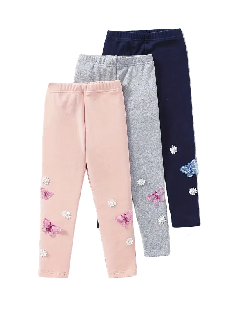 4T Stylish Flower & Butterfly Applique Leggings for Kids.
