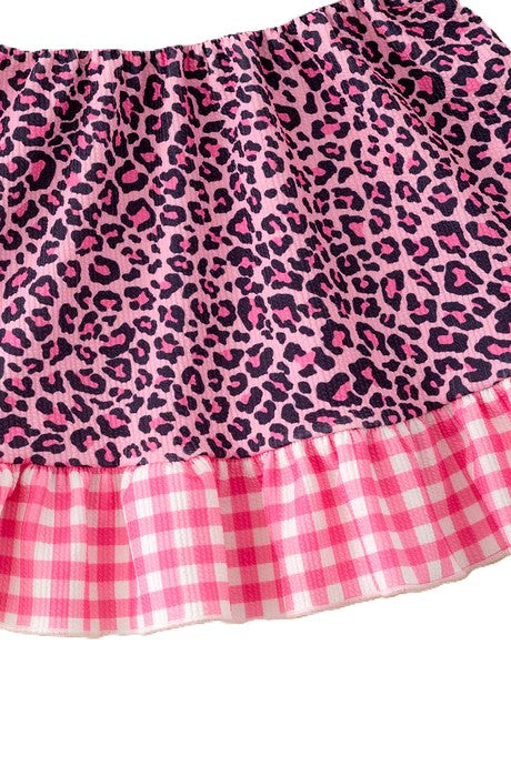 6T Easter Bunny Pink Cheetah Dress With Ruffle Hem