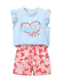 Blue Sweet Heart Two Piece Cotton Outfit