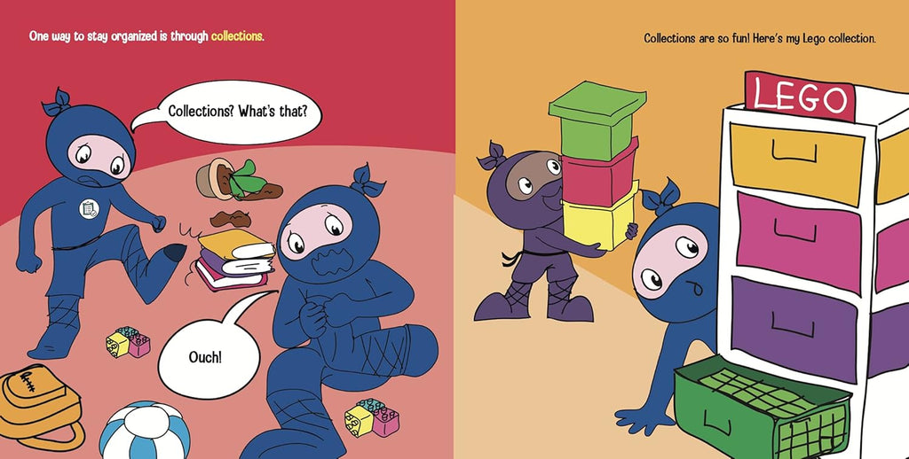 Comic book page with blue ninja characters and a LEGO collection theme.