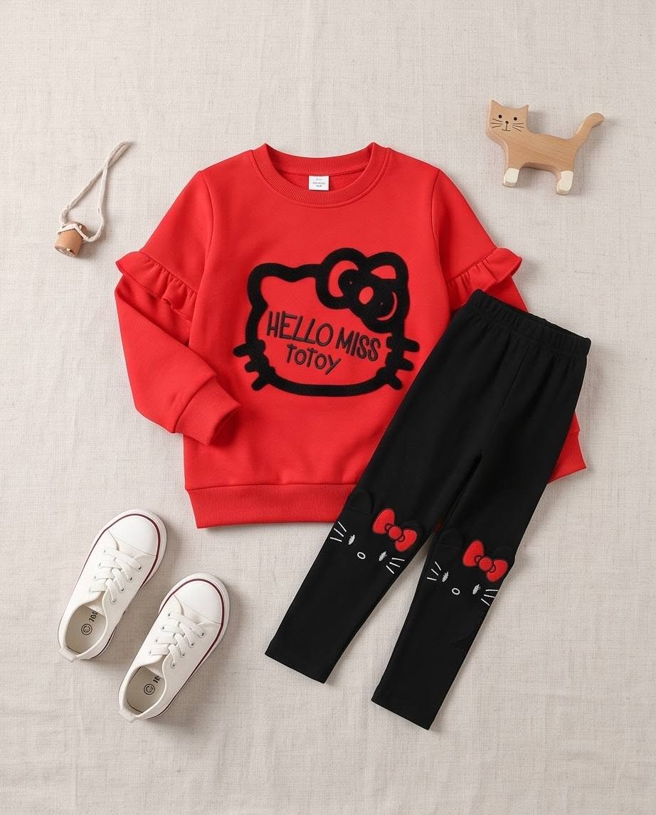 girls totoy outfit red and black 