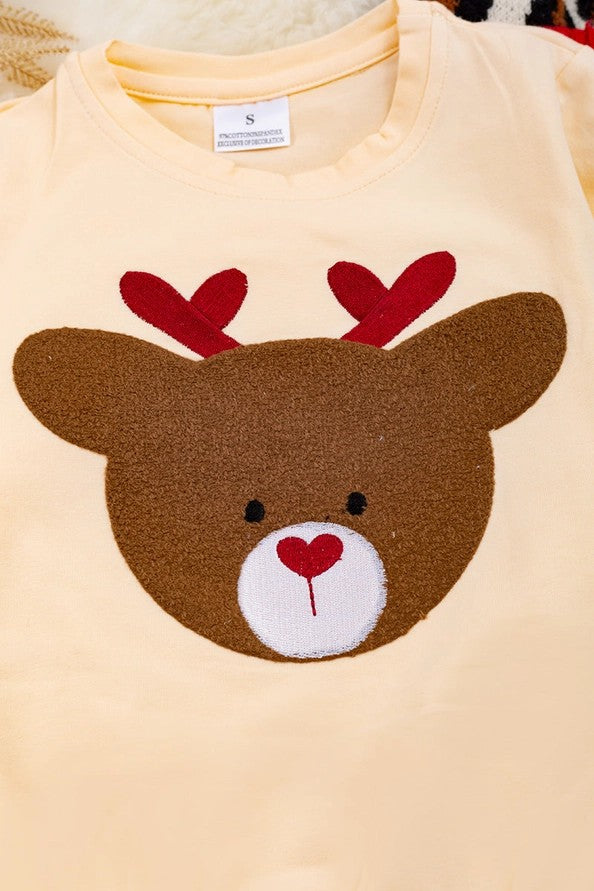 Deer Applique" Ivory Cotton Sweatshirt