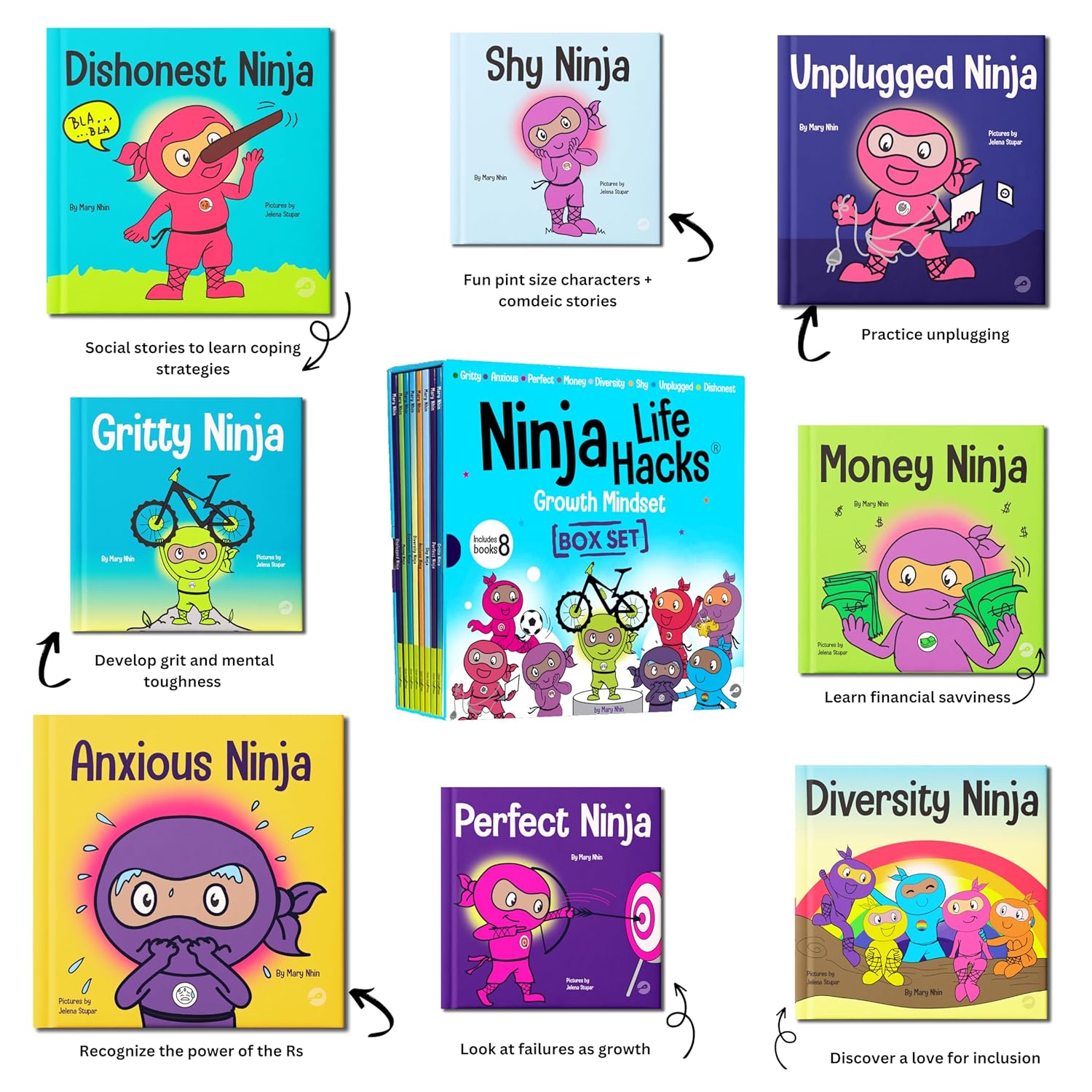 Ninja Life Hacks Growth Mindset 8 Book Box Set