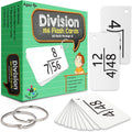 Division flash cards set with packaging and individual cards displayed.