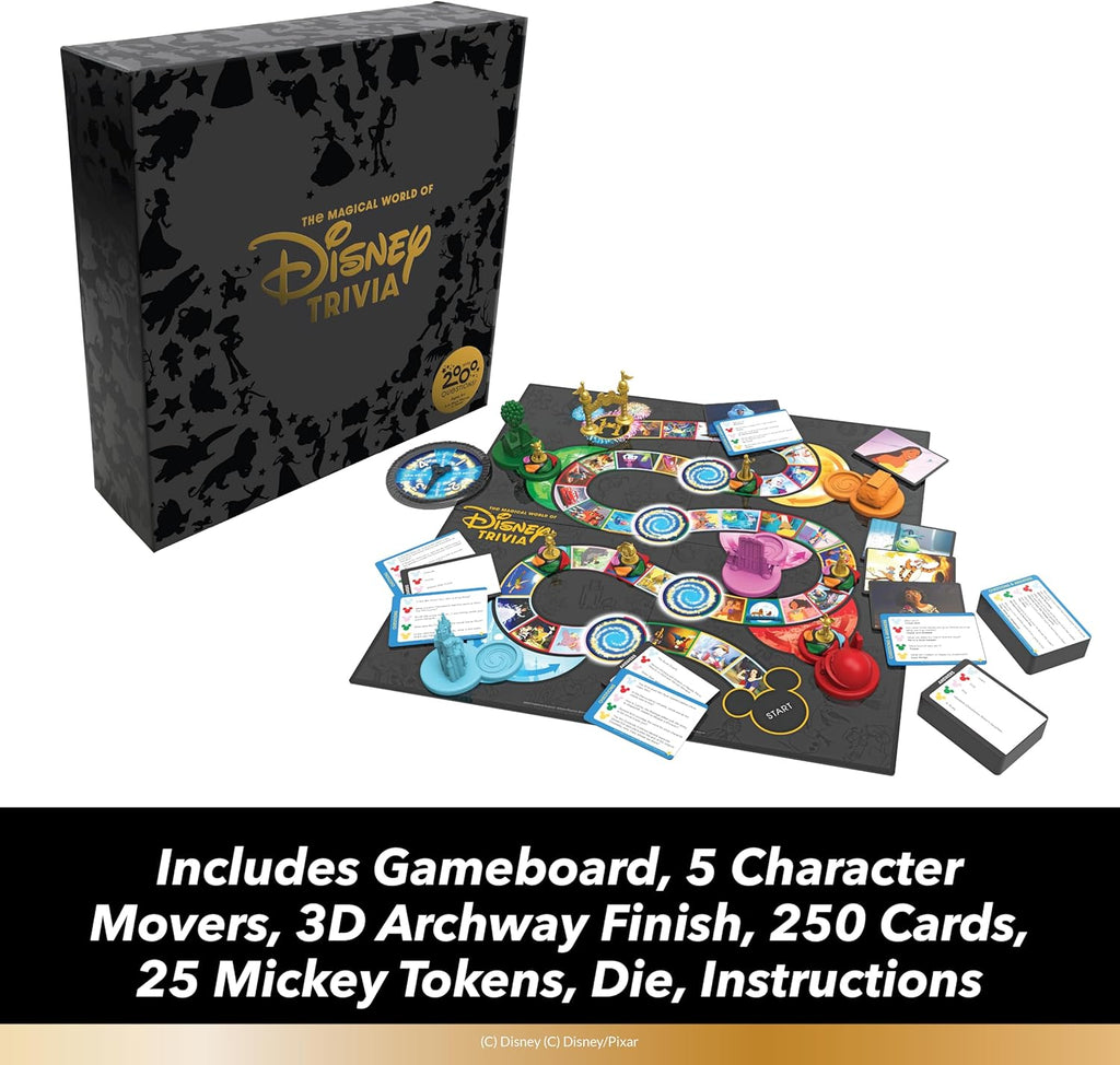 The Magical World of Disney Trivia Games – Board Games for Family Night, Multi-Player, Family Travel Games, Disney Toys, Ages 6+