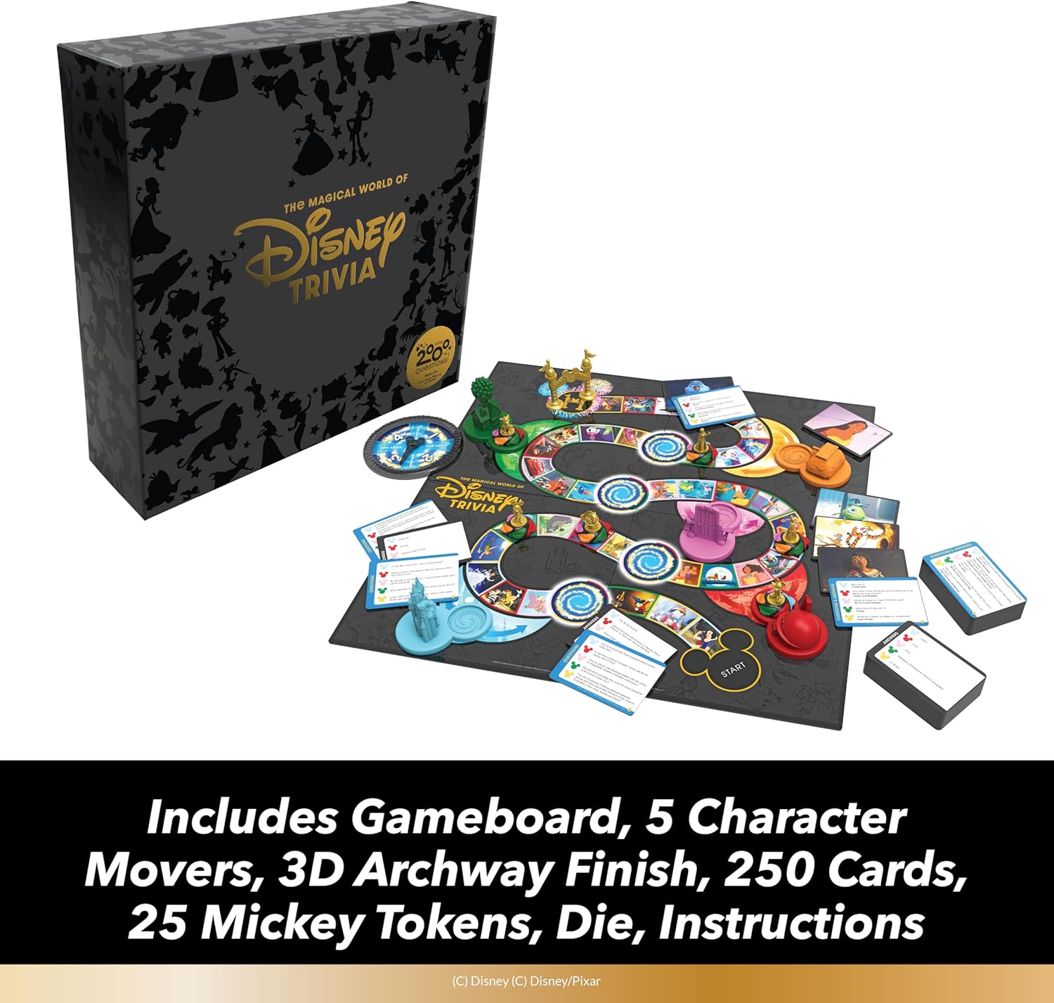 The Magical World of Disney Trivia Games – Board Games for Family Night, Multi-Player, Family Travel Games, Disney Toys, Ages 6+