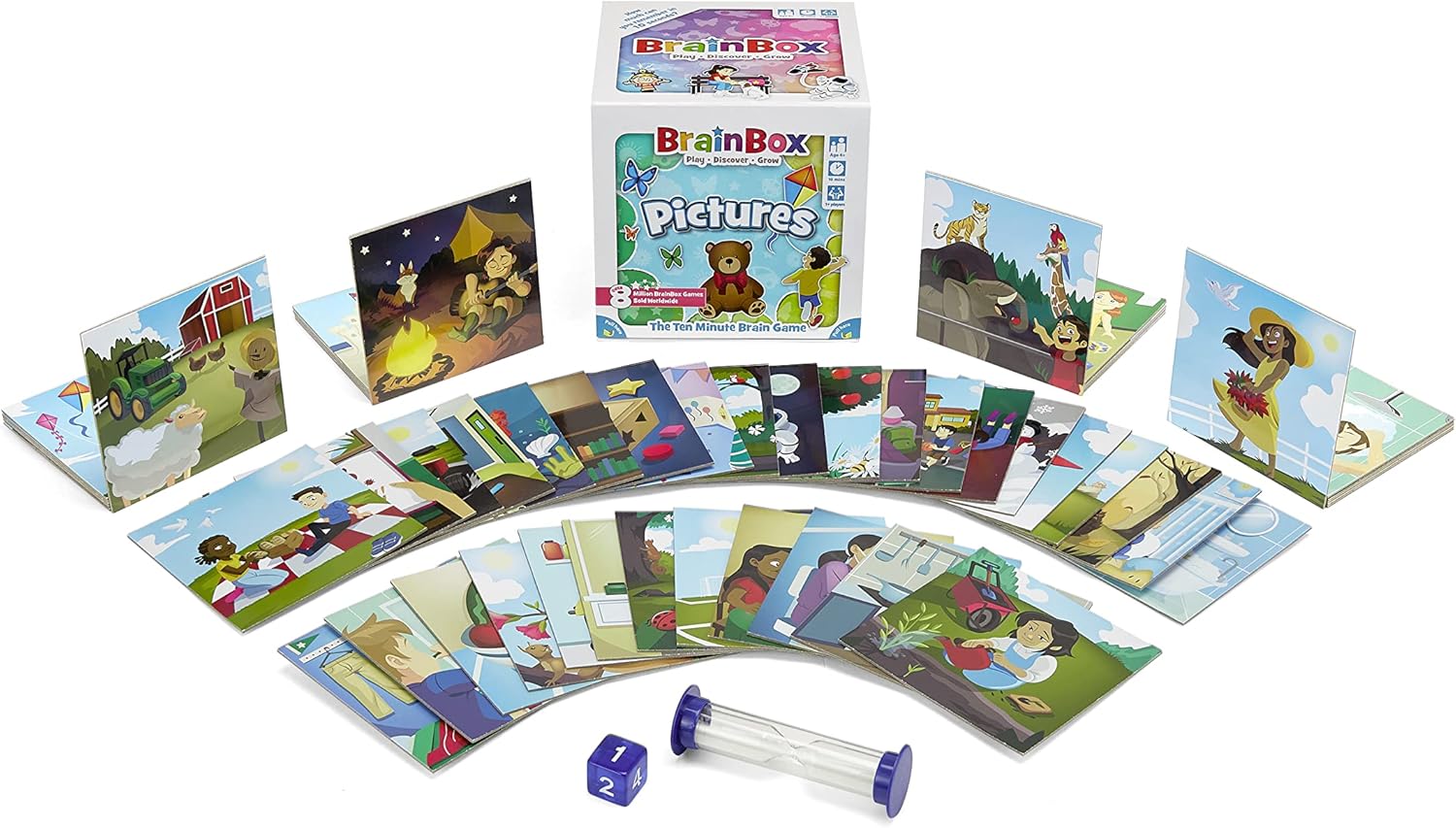 BrainBox Pictures educational toy set with cards and box on a white background