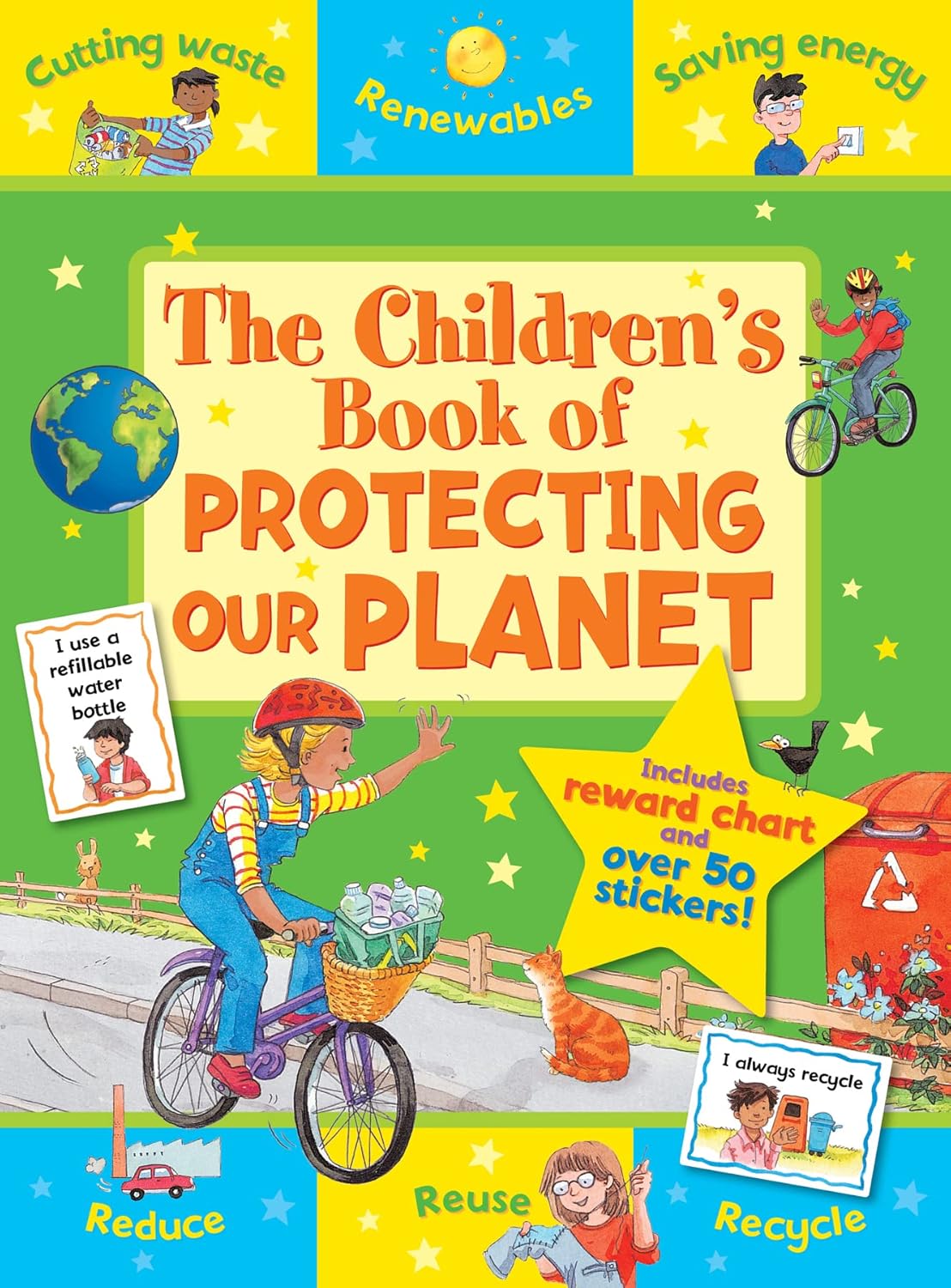 Children's book cover about protecting the planet with illustrations and text.