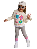 Adorable Girl's Outfit Flowers Decor Long Sleeve Set
