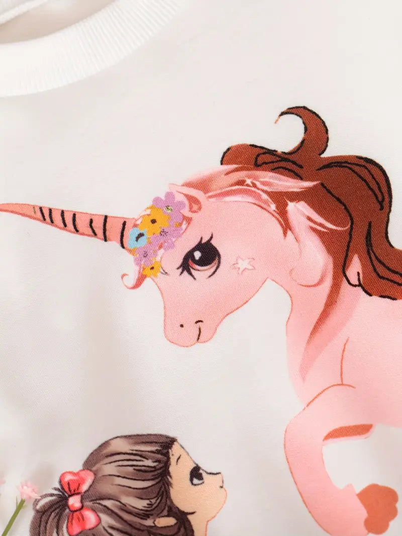 Pony Pattern 2pcs/set Girls Long Sleeve Sweatshirt