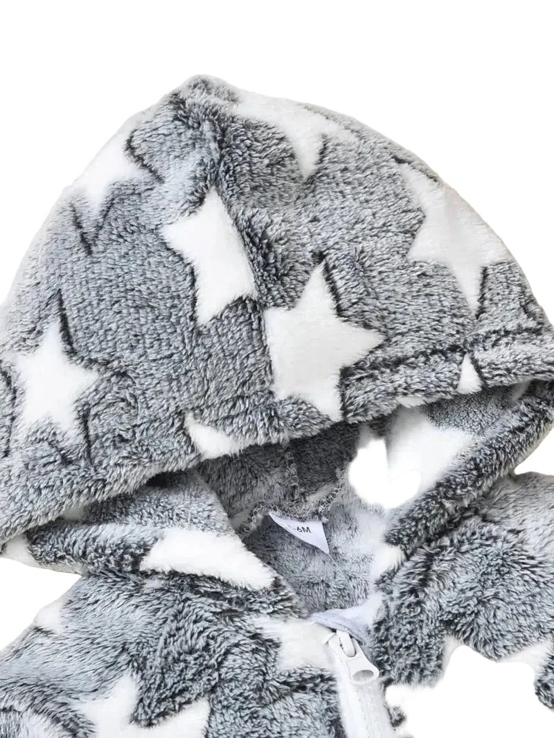 Gray body with star patterns on a white background