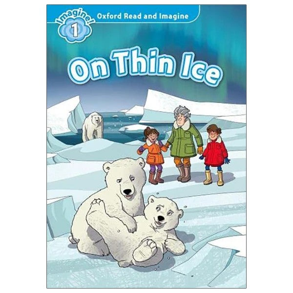 Book cover of 'On Thin Ice' featuring polar bears and children on ice